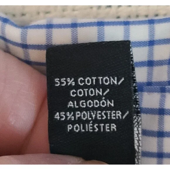 Van Heusen Mens 3XL 20-20 1/2 Traveler Button Up Shirt Blue Micro Gingham Check - Picture 6 of 11